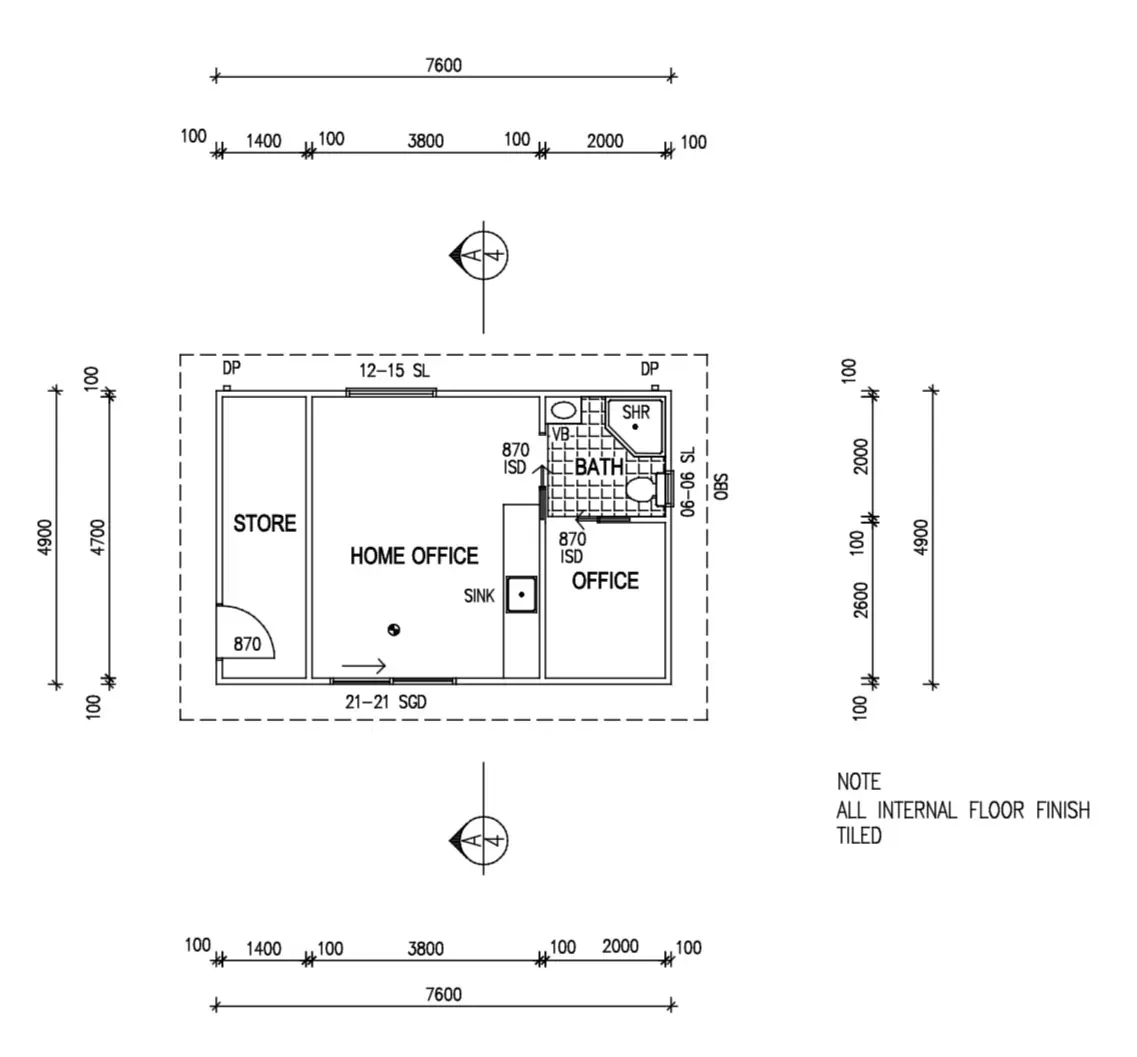 Bellamack office floor plan with office, storeroom, toilet and kitchenette